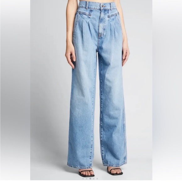 GRLFRND Morgan Pleated High-Rise Wide-Leg Jeans River side - Picture 2 of 9